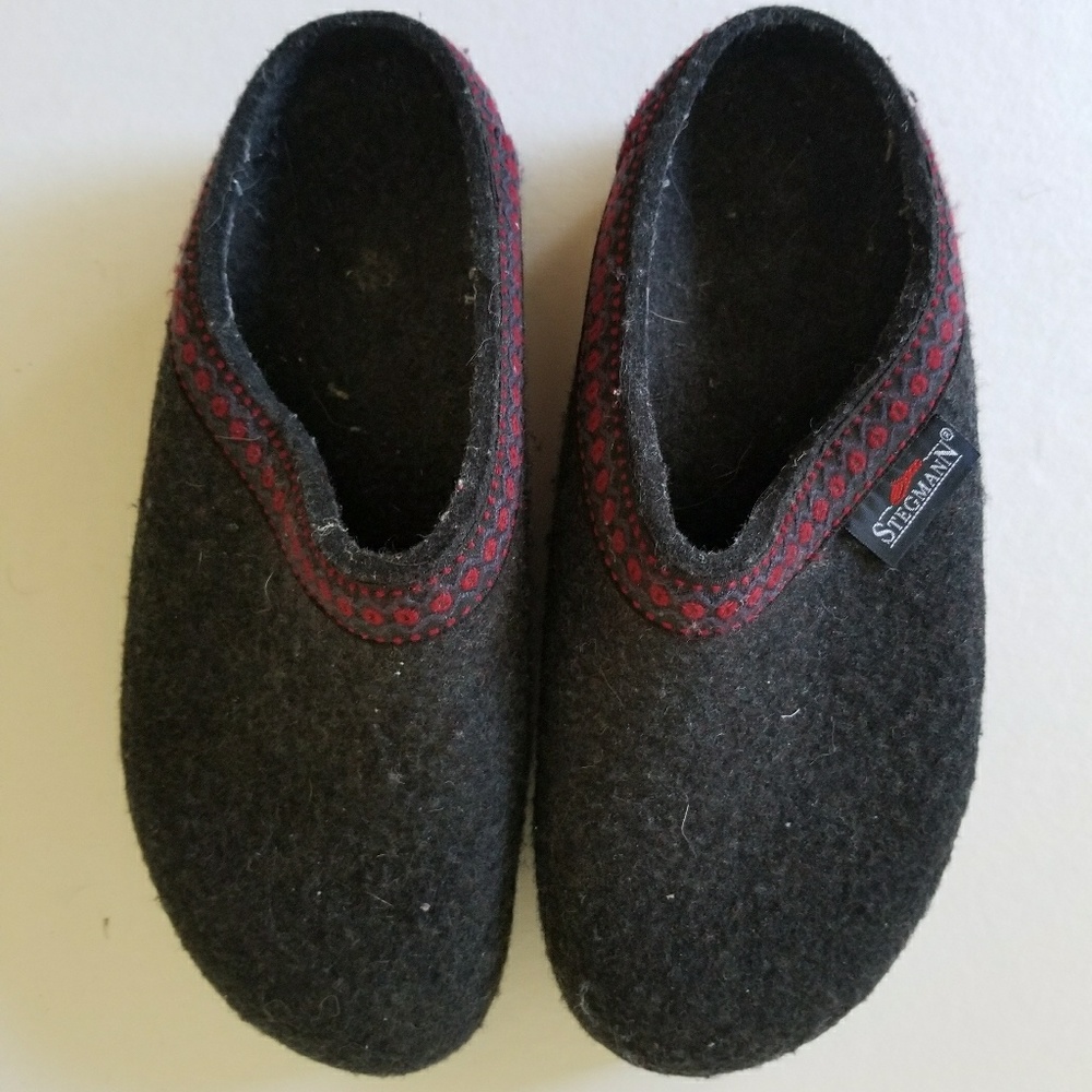 Stegmann Ladies Gray Felted wool Clogs Cork Base